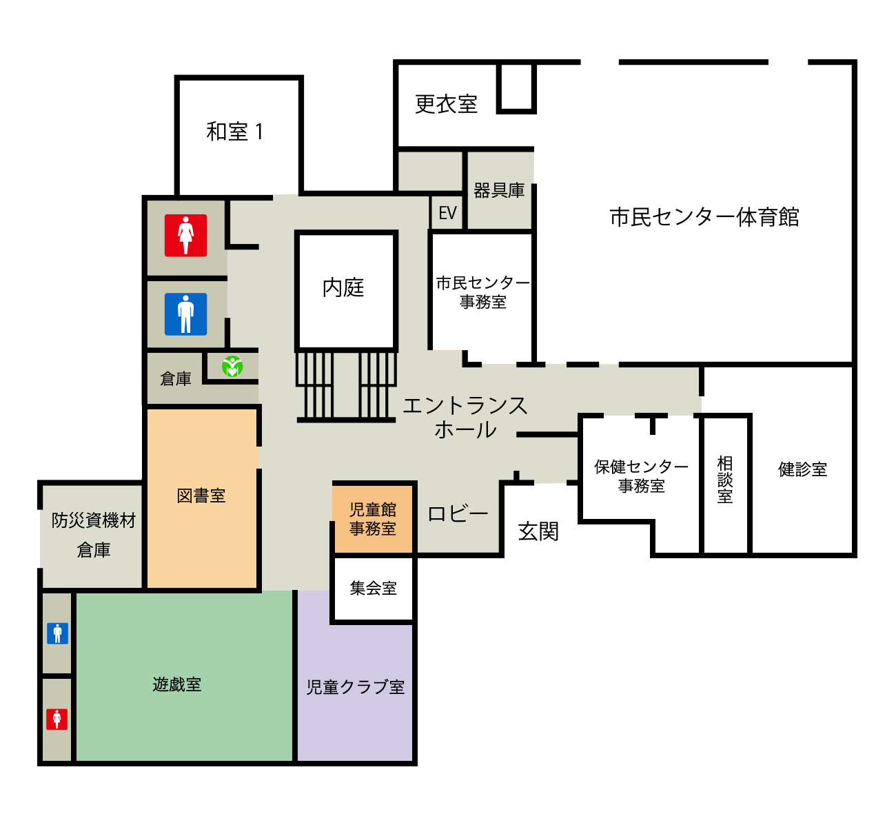 東中田児童館 施設内レイアウト