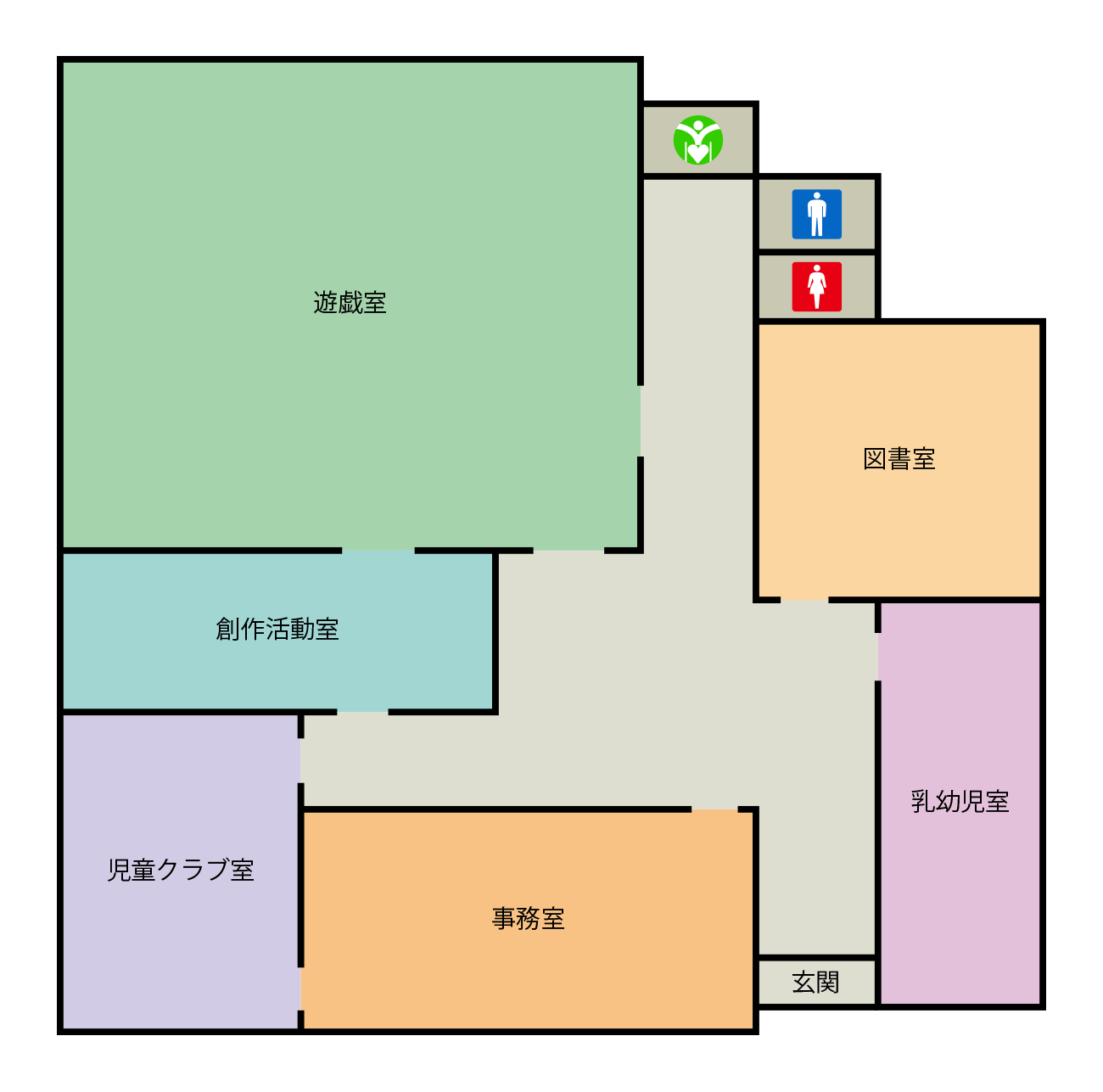 中田児童館 施設内レイアウト